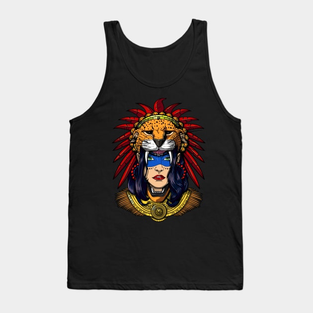 Aztec Jaguar Warrior Tank Top by underheaven